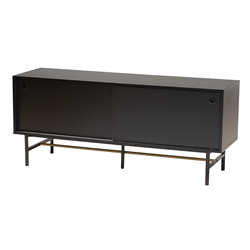 Baxton Studio Truett Modern Dark Brown Finished Wood and Two-Tone Black and Gold Metal TV Stand